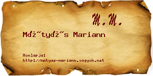 Mátyás Mariann névjegykártya